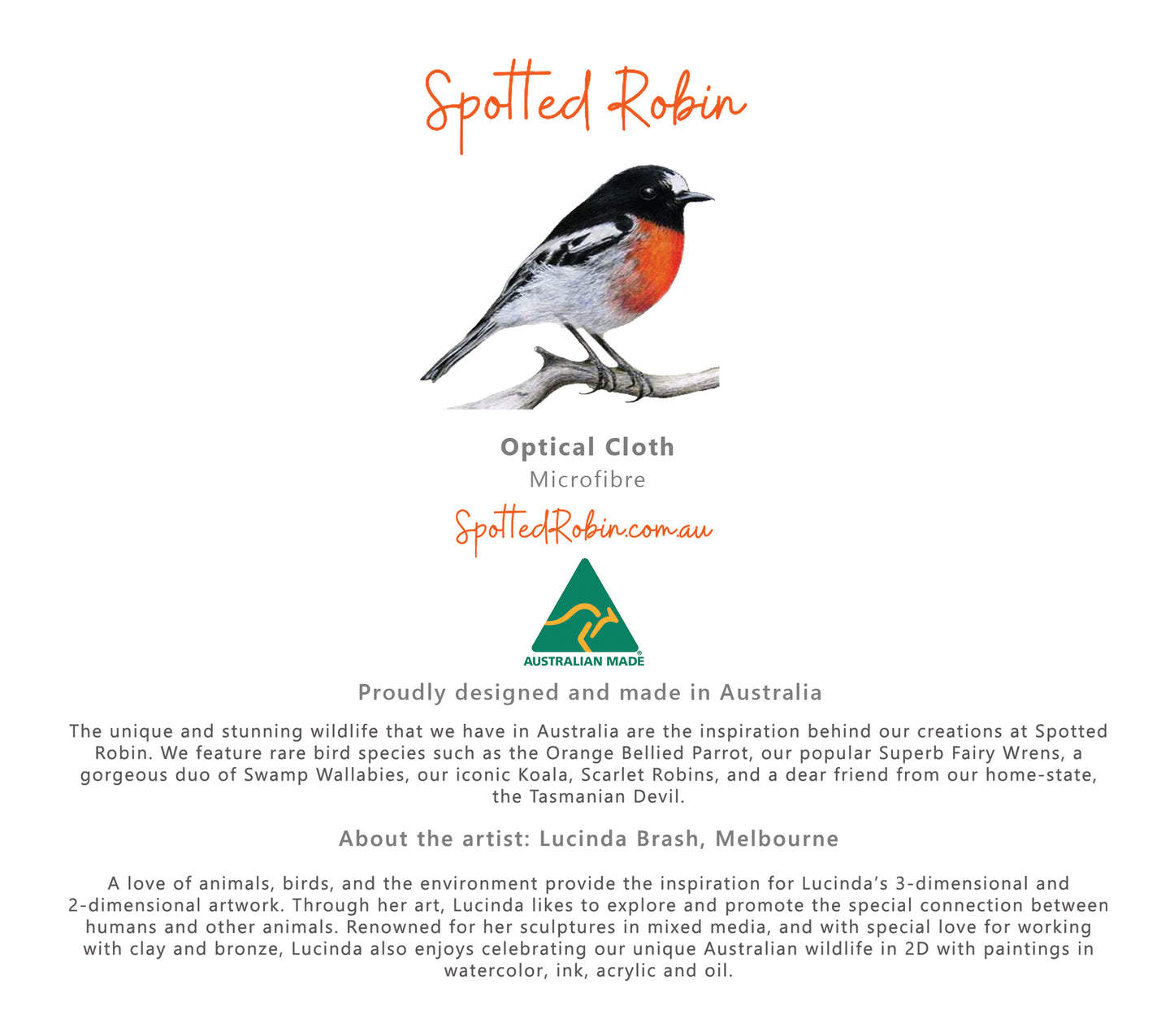 Microfibre Eyeglass Cleaning Cloth - Birrani the Kookaburra