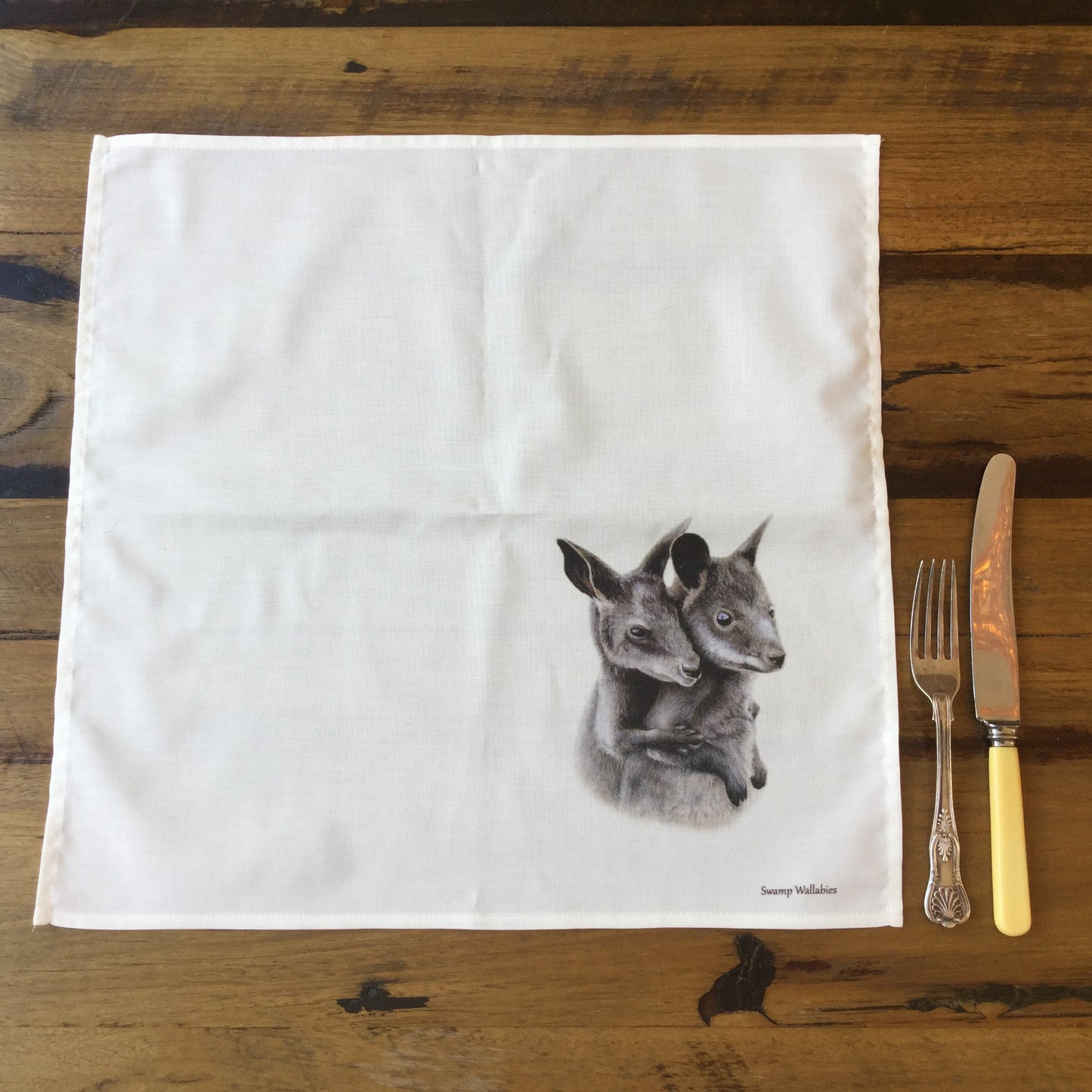Cotton Dining Napkins - Swamp Wallabies
