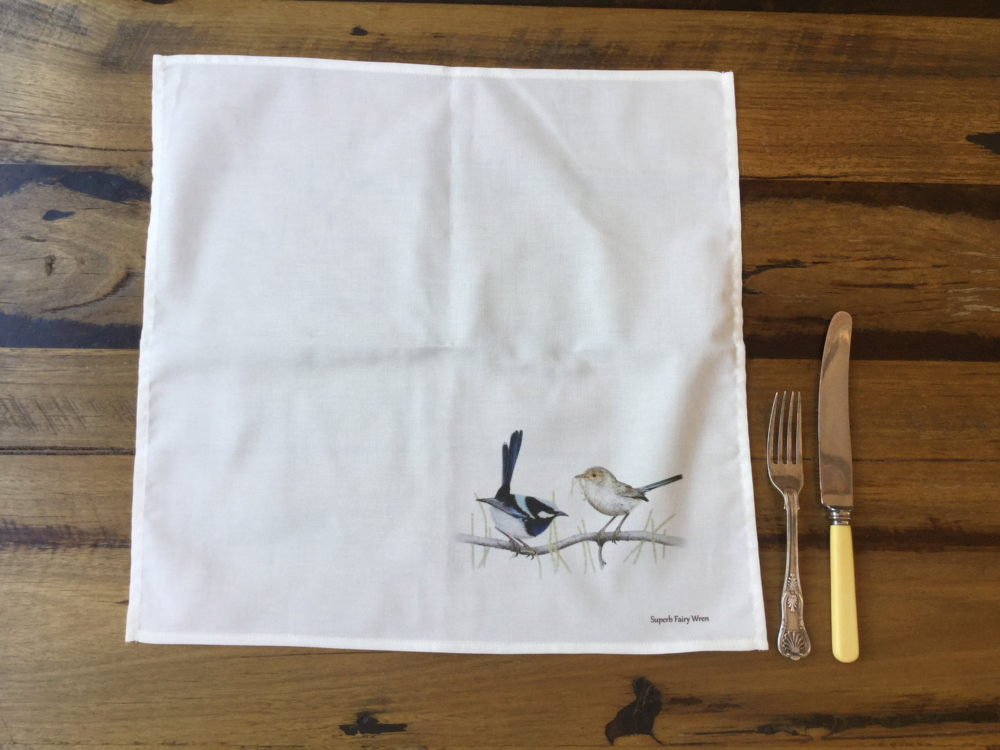Cotton Dining Napkins - Superb Fairy Wren Pair
