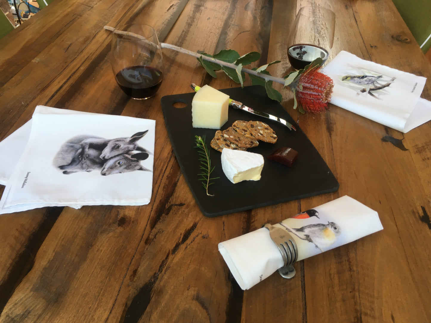 Cotton Dining Napkins - Swamp Wallabies