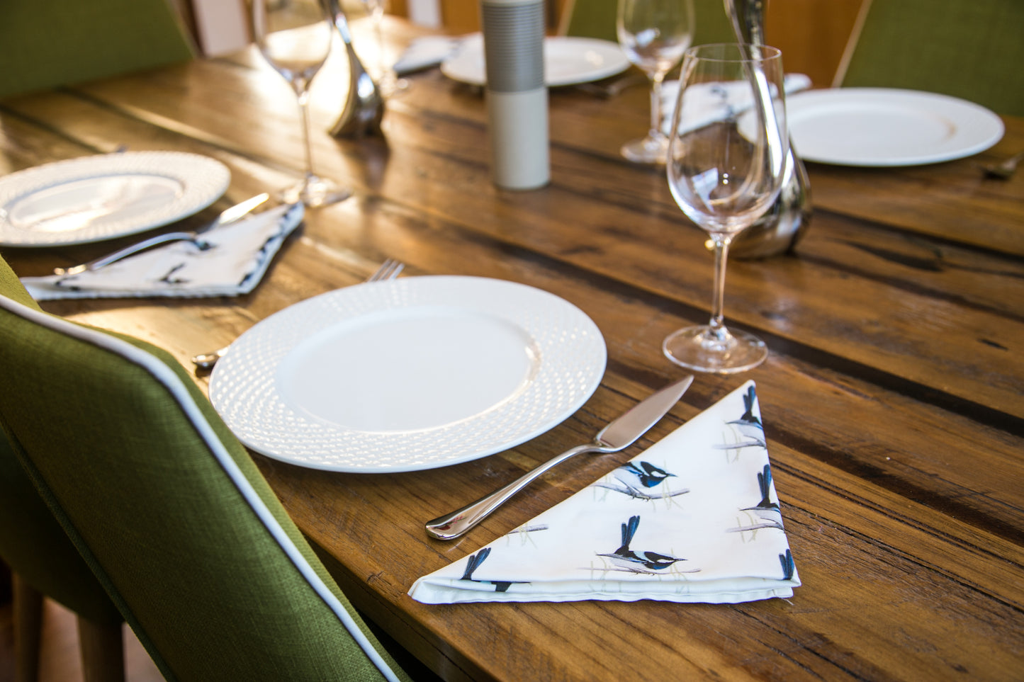Superb Fairy Wren Napkins Serviettes Repeating Pattern Dining Setting