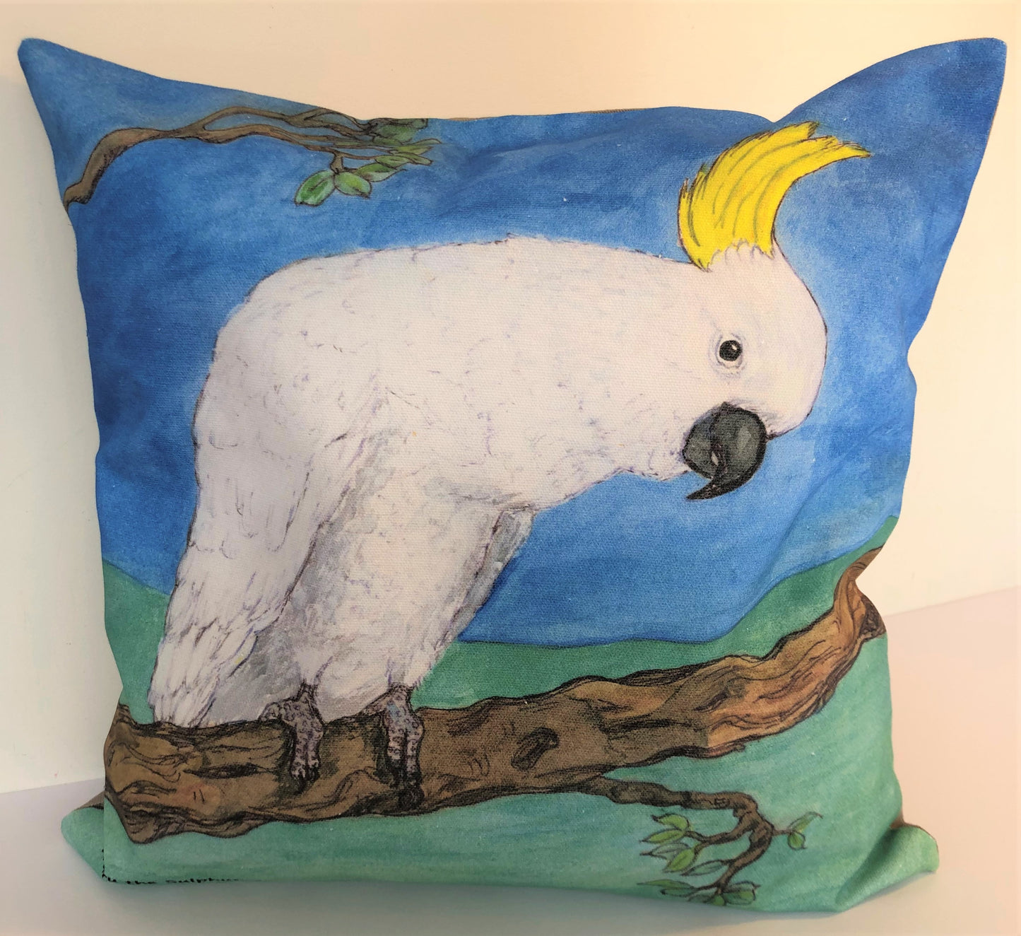 Cushion Cover - Waru the Sulphur-crested Cockatoo