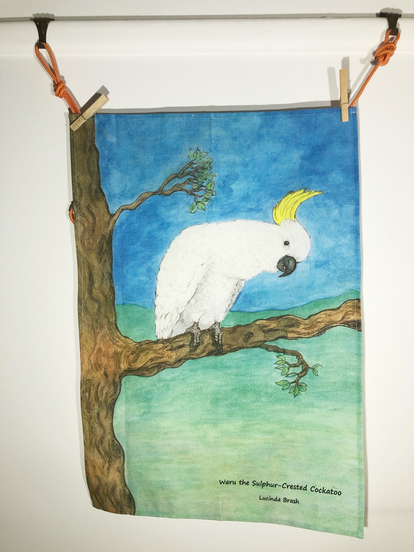 Tea Towel - Waru the Sulphur-Crested Cockatoo