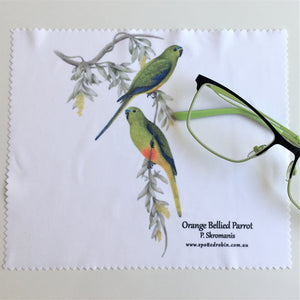 Microfibre Eyeglass Cleaning Cloth - Orange Bellied Parrots