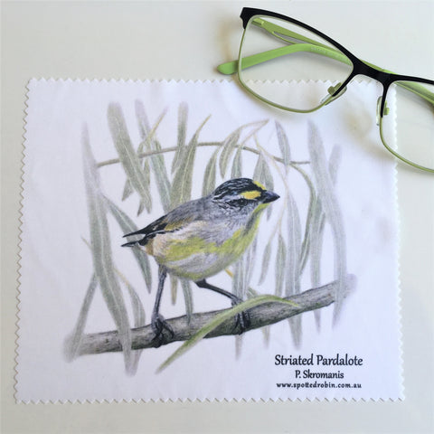 Microfibre Eyeglass Cleaning Cloth - Striated Pardalote