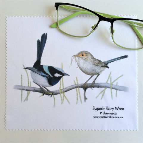 Microfibre Eyeglass Cleaning Cloth - Superb Fairy Wren Duo