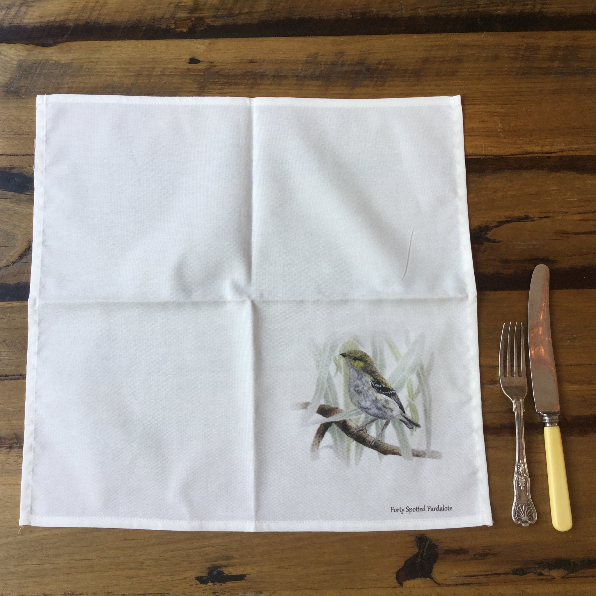 Cloth napkins and serviettes with the Forty Spotted Pardalote