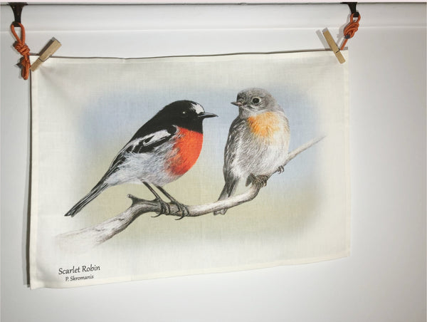 Tea Towel - Scarlet Robin Duo