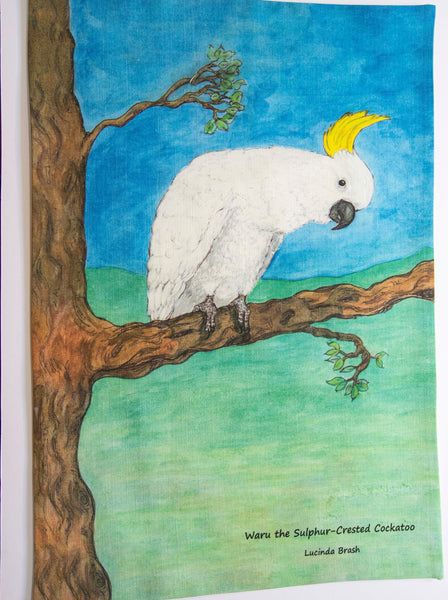 Tea Towel - Waru the Sulphur-Crested Cockatoo